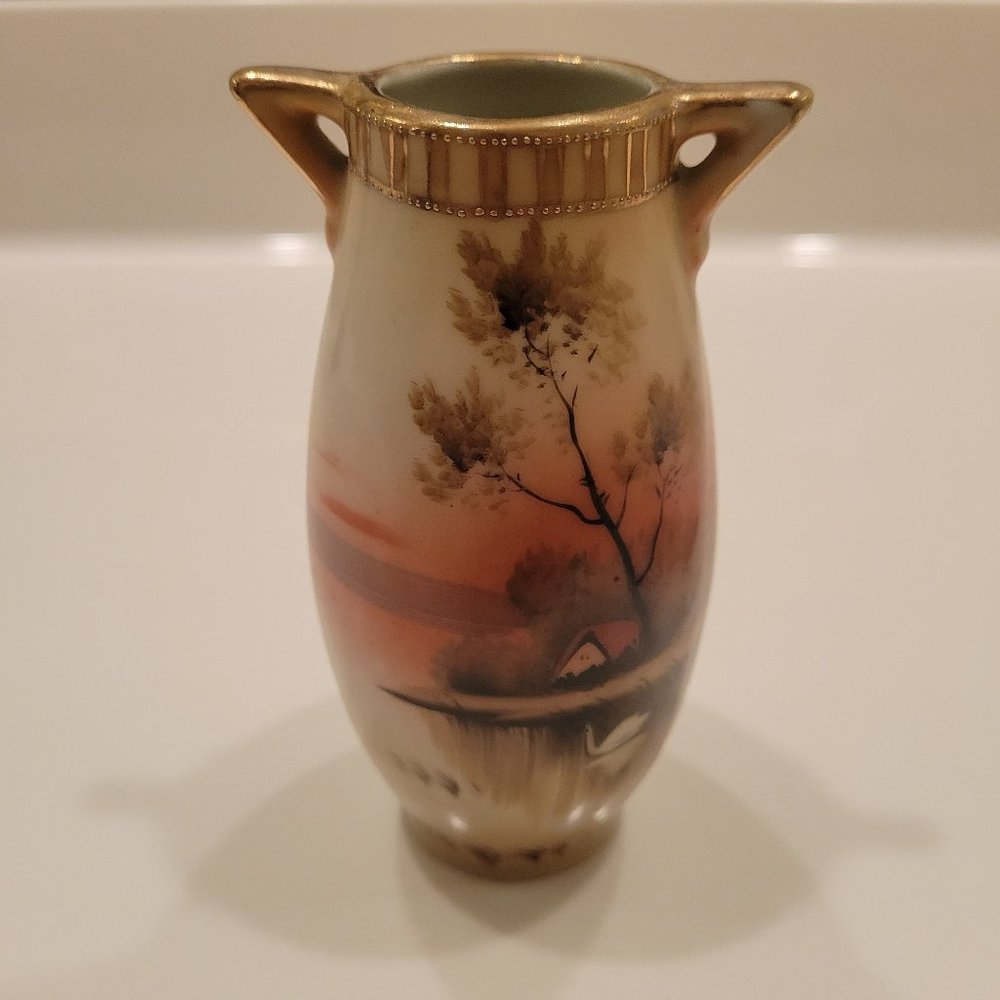 Vintage Nippon House by Lake Vase